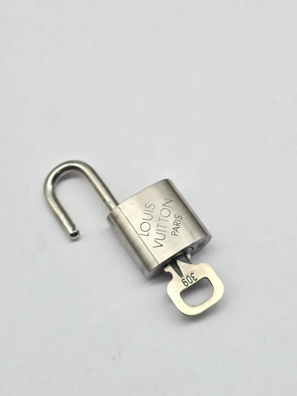 Authentic Louis Vuitton Silver Padlock & Key Set – Made in France #309
